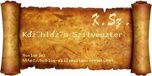 Köblös Szilveszter névjegykártya